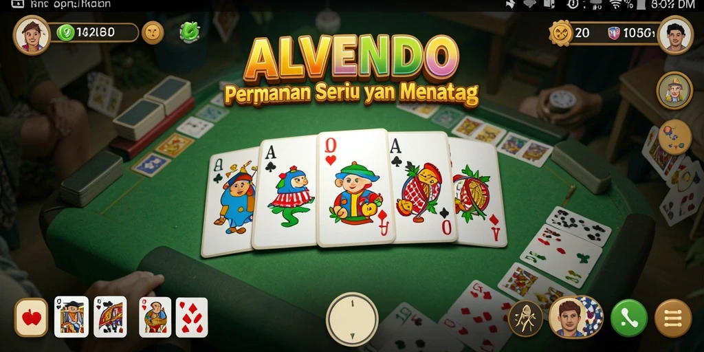 Tampilan gameplay seru dalam ALVENDO di tengah permainan domino.