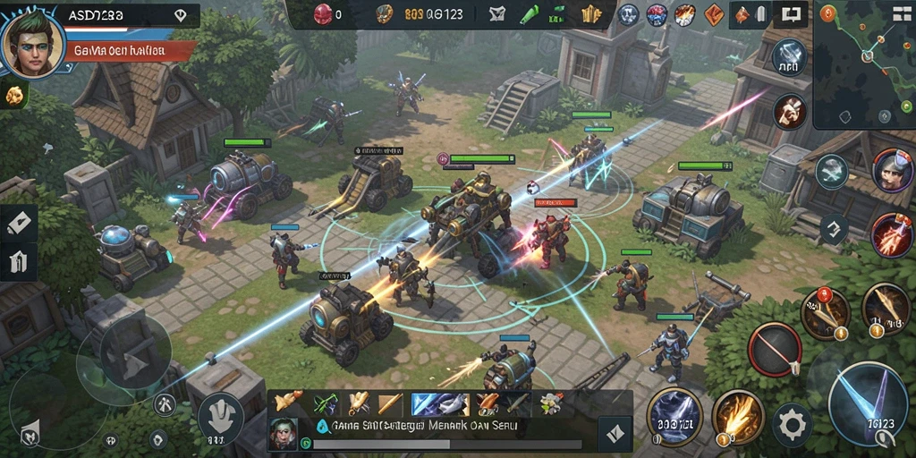 Tangkapan layar gameplay dari ASD123 yang memperlihatkan aksi pertempuran SLG.