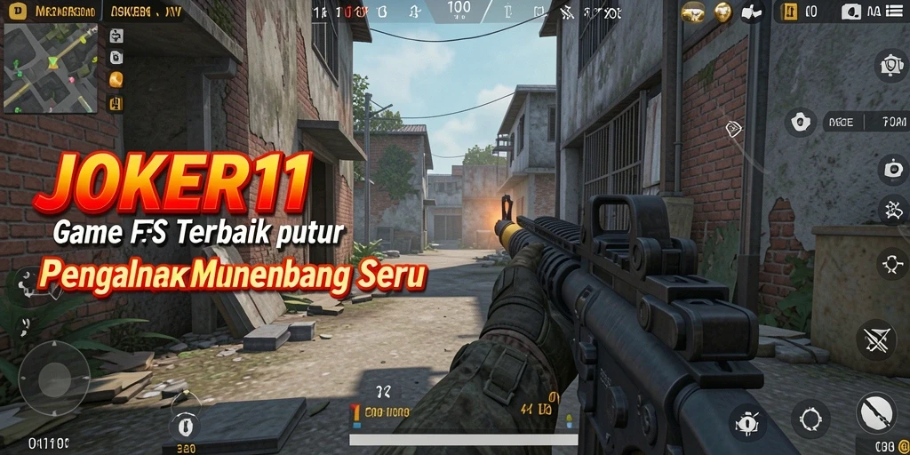 Screenshot gameplay JOKER11 menunjukkan aksi seru dalam pertempuran FPS.