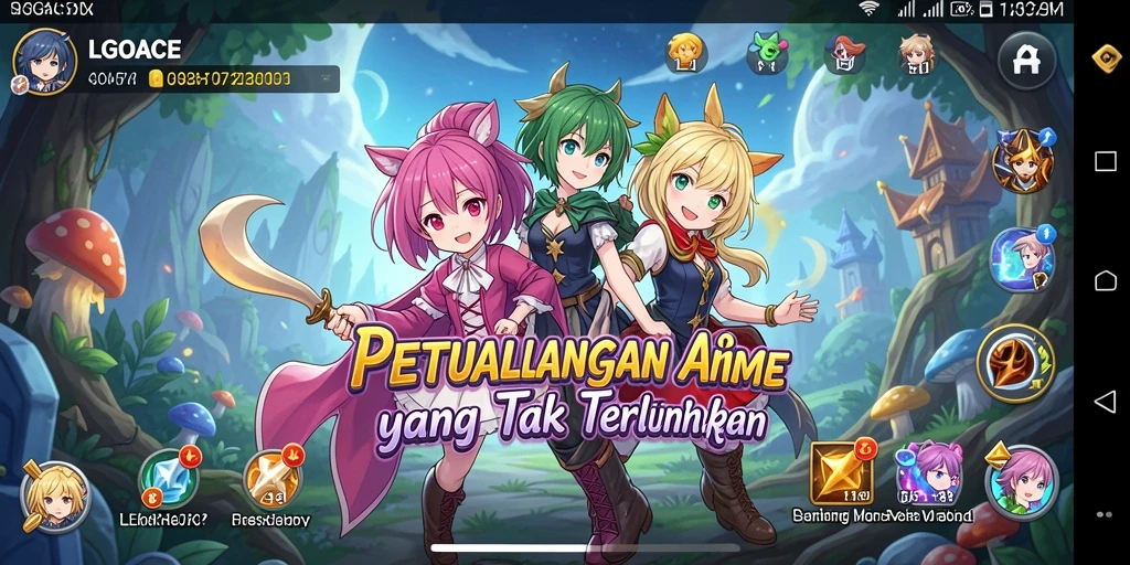 Tangkapan layar gameplay LGOACE yang menampilkan karakter anime beraksi.