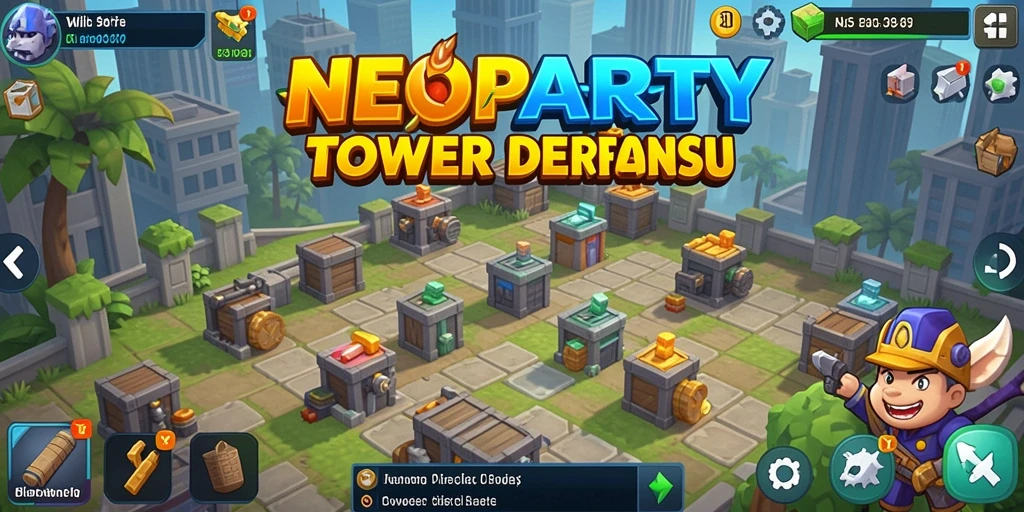 Tangkapan layar menunjukkan aksi seru dalam NEOPARTY Tower Defense.